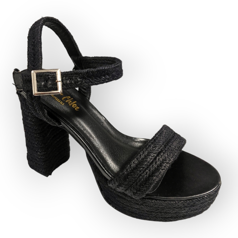 Chase and Chloe Black Lorelie Platform Heeled Sandal 10M